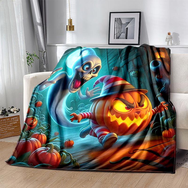 1pc Lively Pumpkins and Ghosts Blanket Soft Warm for Home Decor, Living Room, Travel, Camping, Car Blankets, Beach