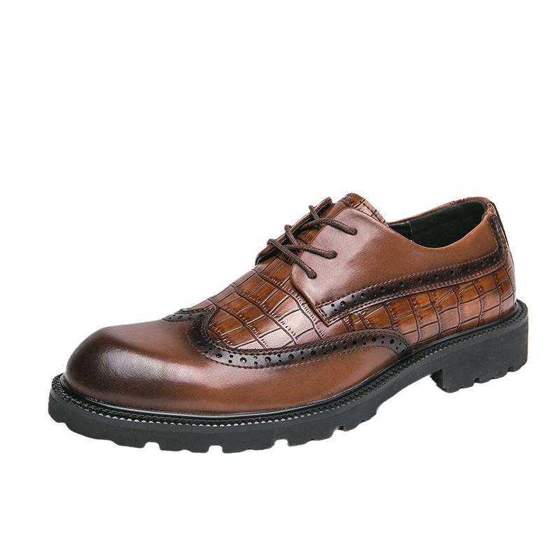 Classic Brand Men's Brogue Shoes Lace Up Massage Soles Men's Oxford Shoes Versatile Leather Business Shoes Free Delivery