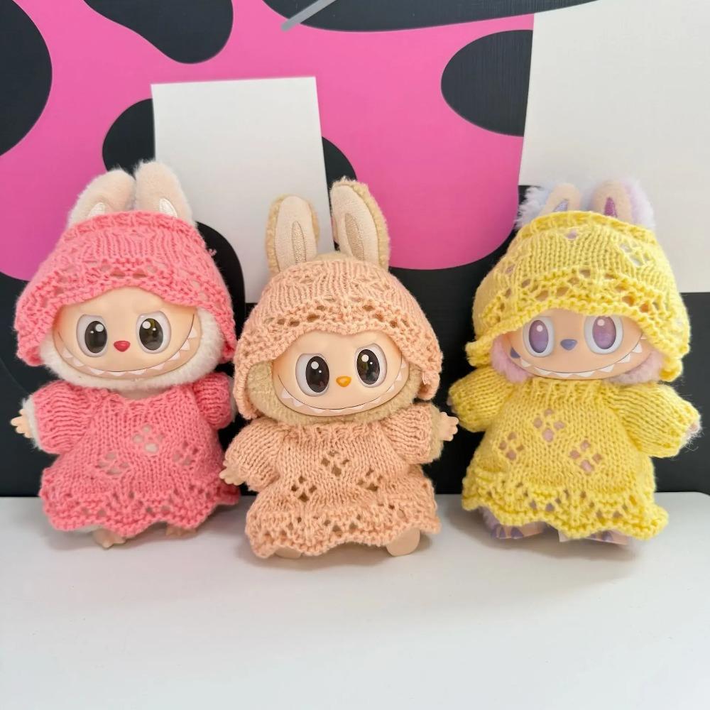 For  Labubu Clothing  Pendant Labubu Wearing Hollow Knitted Dress Hat Stylish Cute Set Gift No Dolls