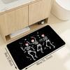 Festive Skeleton Rave Christmas Doormat Soft Flannel with Non-Slip Backing Absorbent Indoor Mat Home Entrance Holiday Decor Mat