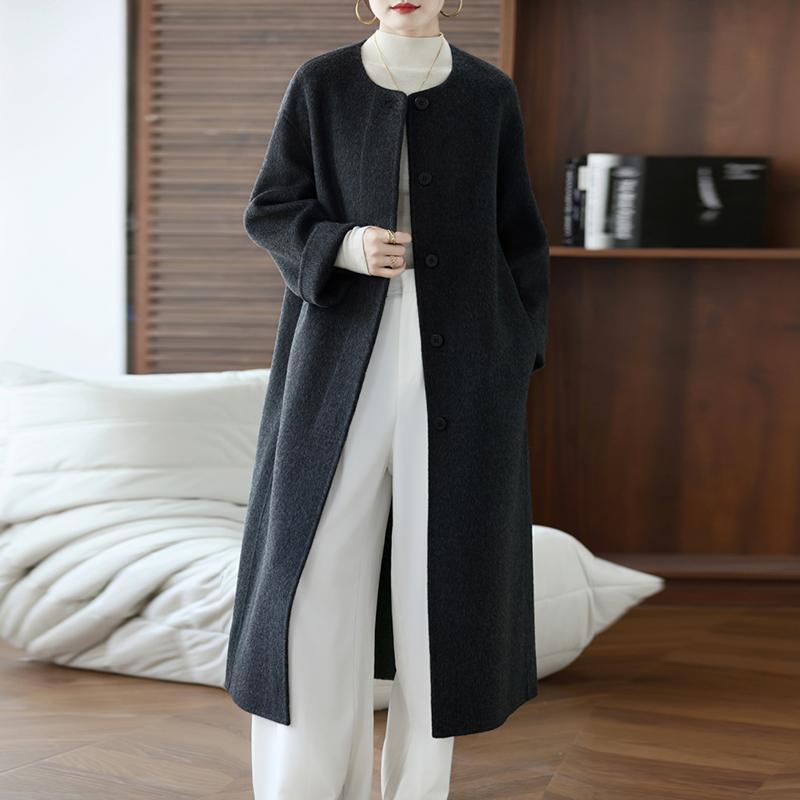 100% Wool Women Coat MODERN NEW SAGA Autumn Wool Long Coat Handmade Pea Coat Winter Warm Wool Long Jacket Overcoat
