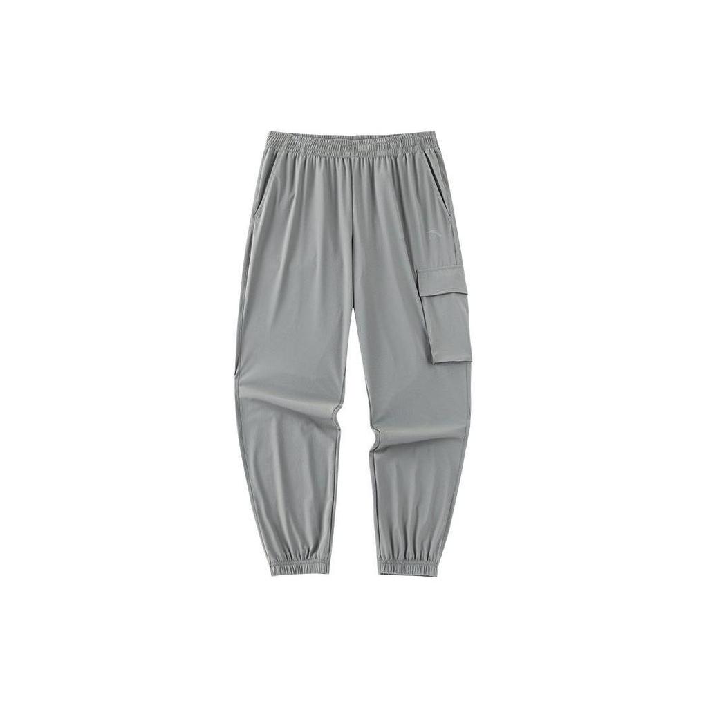 Anta Lifestyle Series Solid Color Cuffed Cargo Casual Sports Pants Men Pants Gray 952328305-1