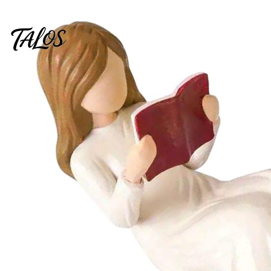 Minimalist Home Accents Reading Girl Figurine, Hand-Painted Resin Sculpture for Bookshelf Decor, Modern Angel Figurine Faceless Woman Statue