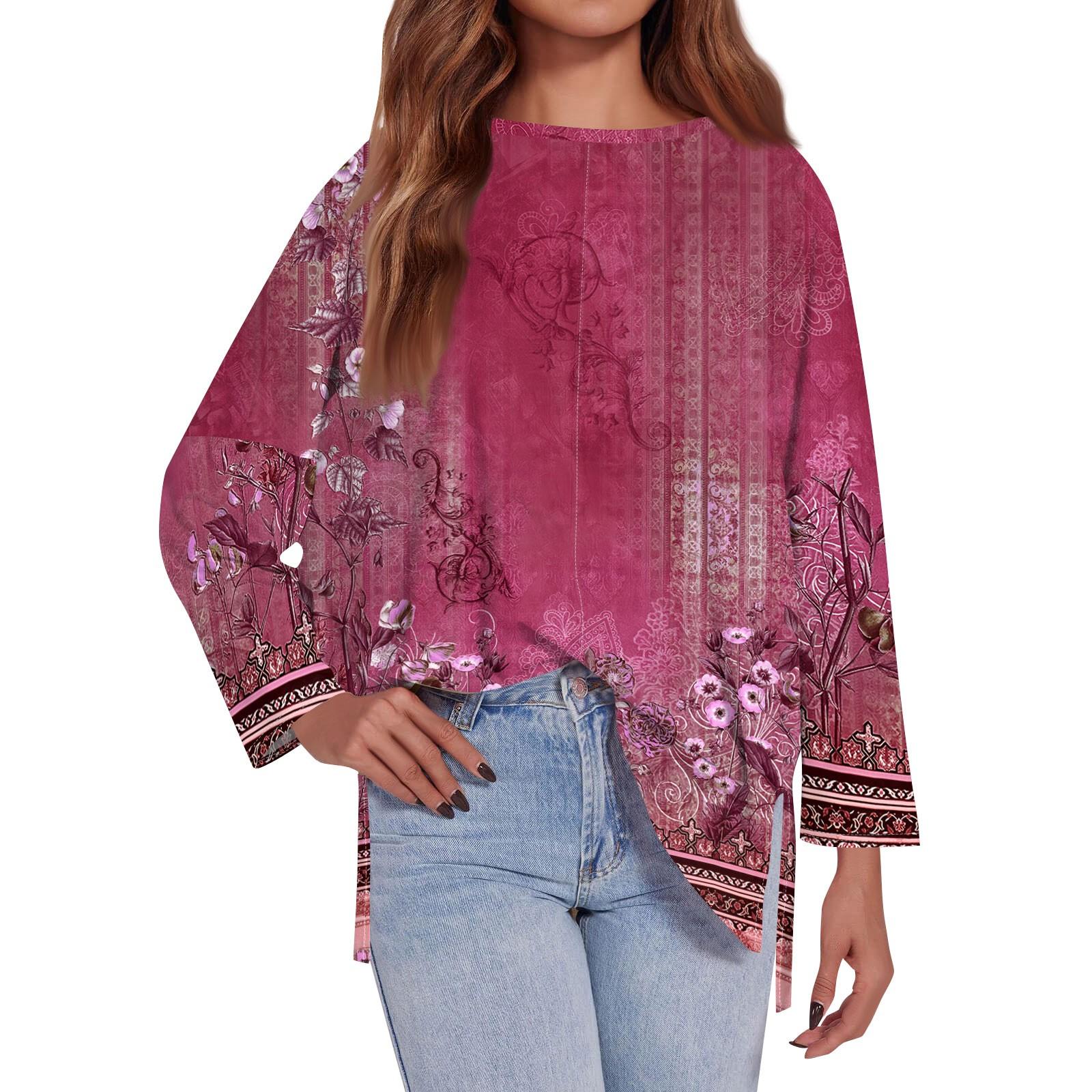 Женская модная свободная футболка большого размера с круглым вырезом — фото 7