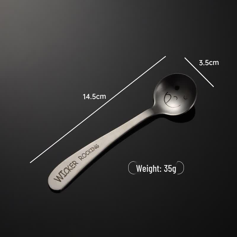 Qianxing 304 Stainless Steel Smiley Handle Student Cutlery Set