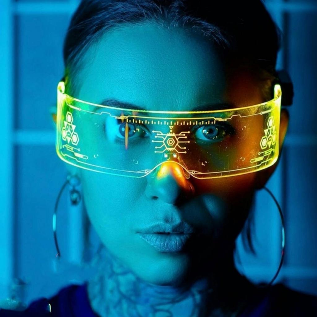 Glowing colorful glasses sense future of science and technology led online celebrity Flash Bar disco sunglasses party glasses
