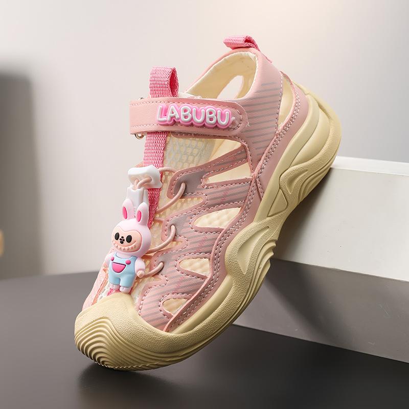 Children's Sports Sandals Baotou 2025 Summer New Classmates Girls Beach Shoes Girls Shoes Summer Hollow Shoes