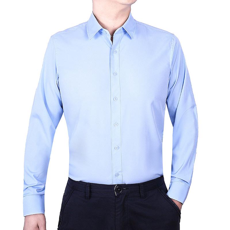 6XL 7XL Men's Classic Long Sleeve Formal Shirt Solid Color Business Office Fashion Black Blue White Dress Shirts Casual Work Top