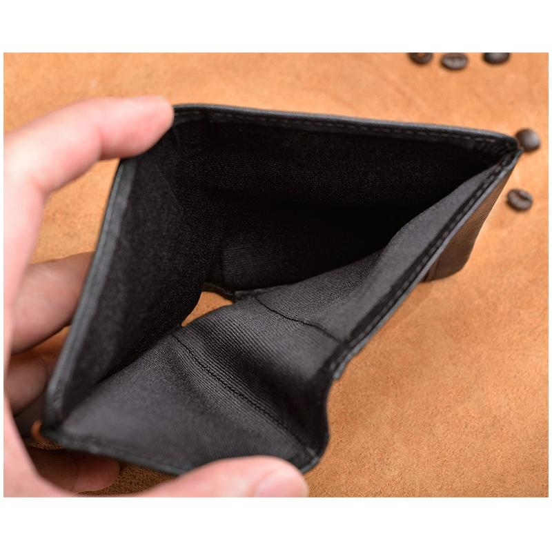 Top Layer Genuine Leather Wallet Mens Black Business Card Holder Luxury Moneybag