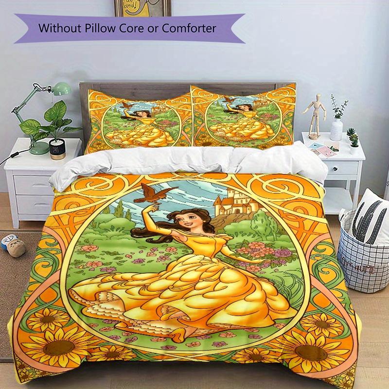 3pcs Princess Belle Quilt Set Soft and Comfortable Bedroom, Guest Room and Dorm Decor Bedding Set B074