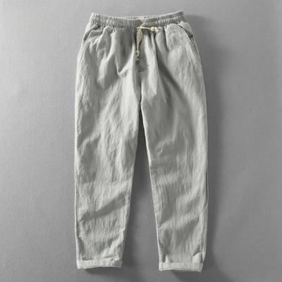 Men's Loose Cotton & Linen Casual Summer Straight Pants, Nine-Point Thin Style