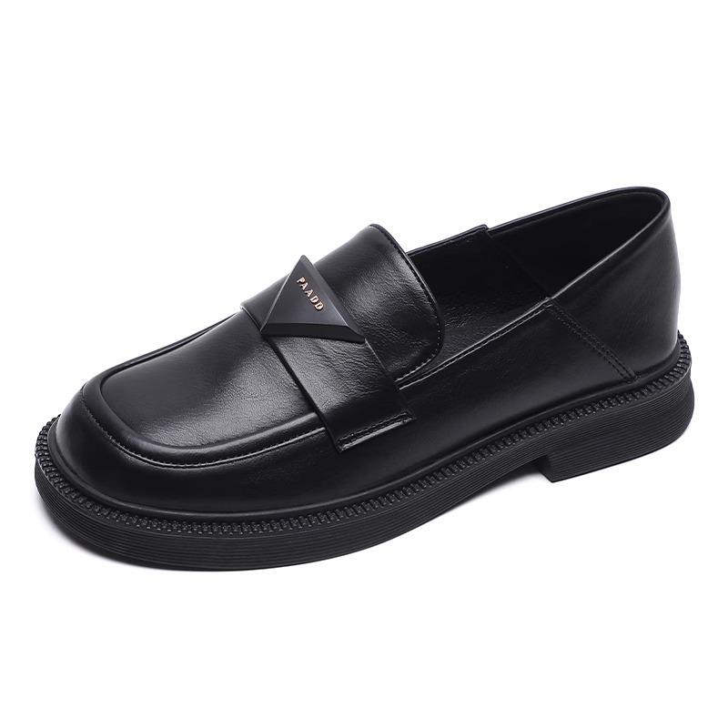 Mocassini da donna primavera e autunno scarpe singole jk versatili plateau primavera neri a un pedale tacco spesso retrò stile britannico scarpe in piccola pelle