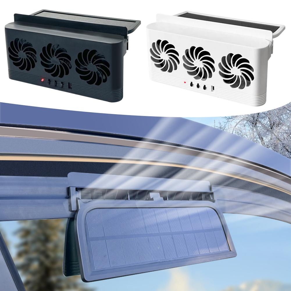 Upgrade Solar Powered Fan Car Cooler Front/Rear USB Charging Window Radiator Exhaust Fan Auto Air Vent Fan Ventilation Radiator