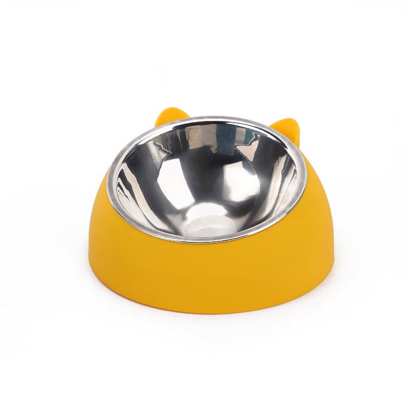 Stainless Steel Slanted Cat & Puppy Bowl - Small, Non-Slip Design for Food & Water