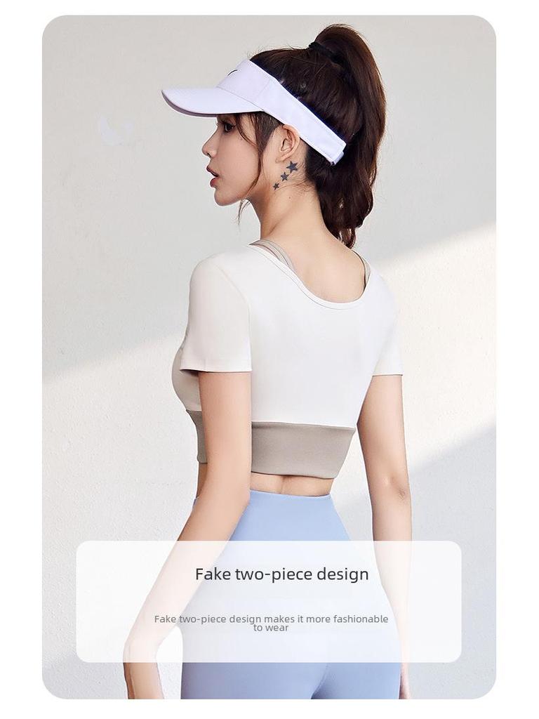 Juyitang Two-in-One Colorblock Yoga Suit - Bra-Free Fitness Apparel