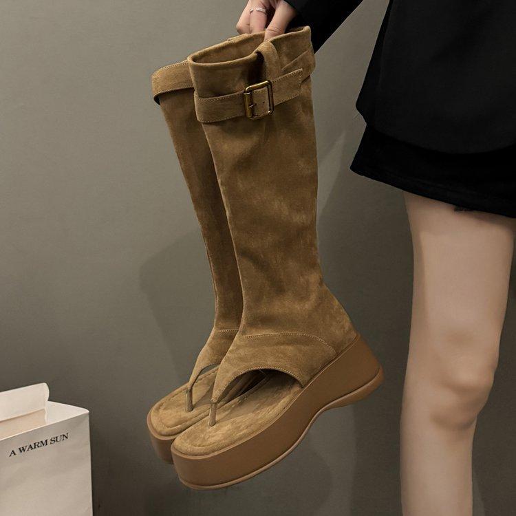 

Mezzanine boots 2025 new thick-soled heightening casual western cowboy stacking boots pinch feet cool boots women s short boots tide 40 хаки