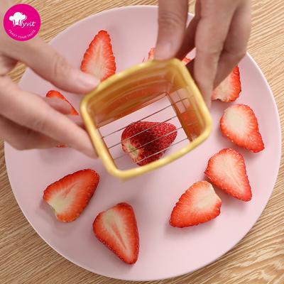 Cortador de frutas cortado en fresas, prensa de plátano y fresa, cortador de frutas de acero inoxidable, utensilios de cocina creativos