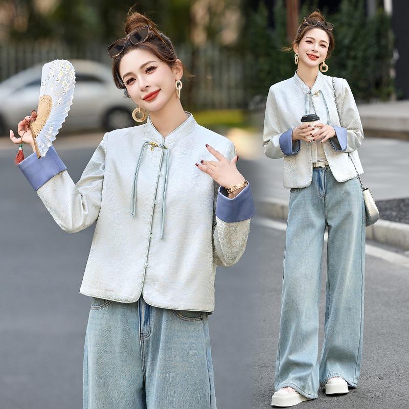 

Женская куртка с пряжкой, весна, новая женская одежда, весна и осень, универсальный топ в стиле ханфу XL