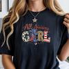 All American Girl Graphic Top, USA Flag Boots, Leopard Print, 4th of July Shirt, Southern Western Girl Patriotic Tee