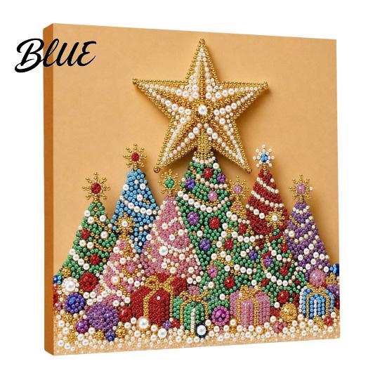 Handmade Faux Pearl Craft Kits Christmas Art Kit DIY Santa Tree Painting Creative Home Decorations 3D Holiday Wall Decor Kit for Adults Gift