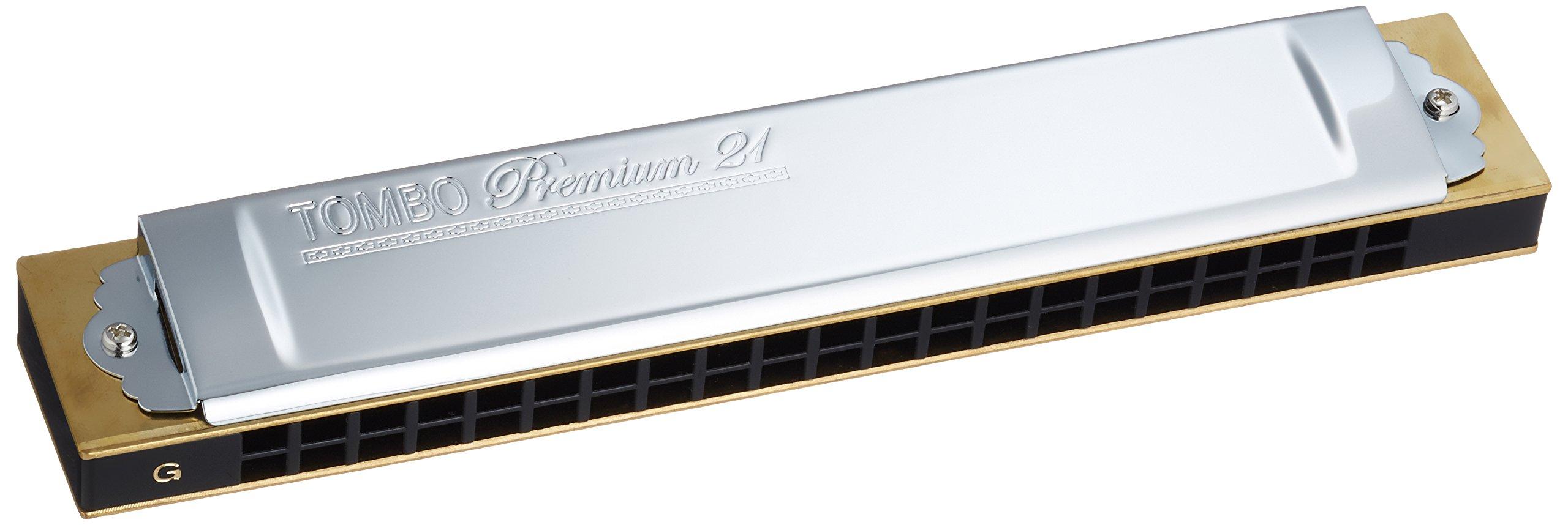 TOMBO Premium Double Reed G Model 3521 21-Hole Harmonica, Key,