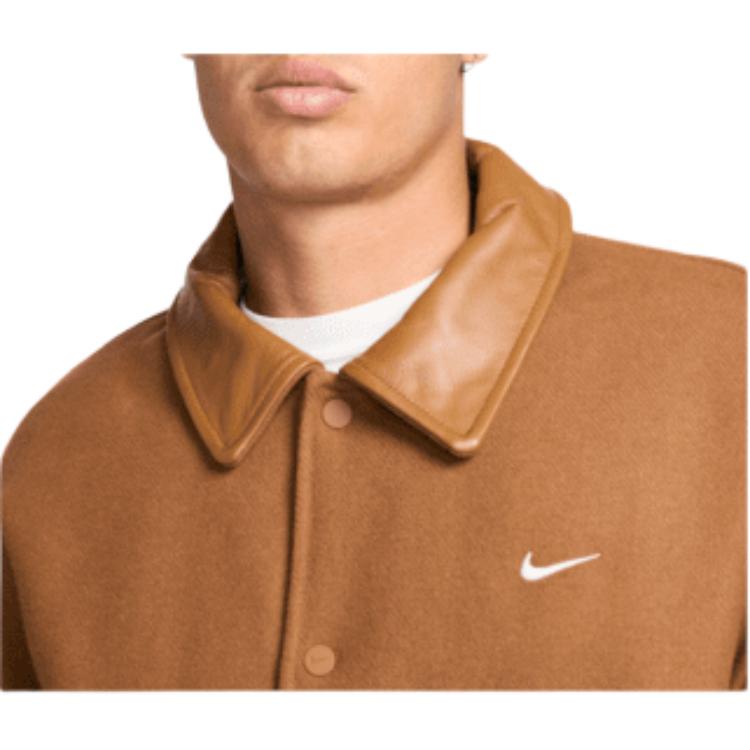 Nike Drop Shoulder Lapel Single-Breasted Long Sleeve Jacket Men Jackets Brown FZ1168-281