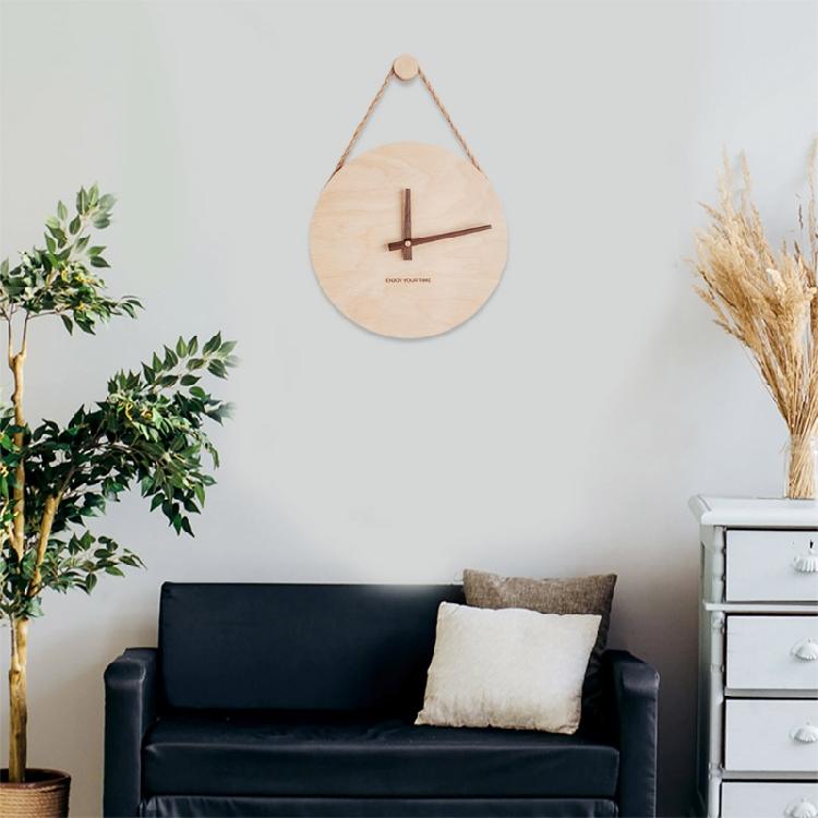 Simple Design Wooden Nordic Sling Wall Clock for Creative Home Living Room Decor