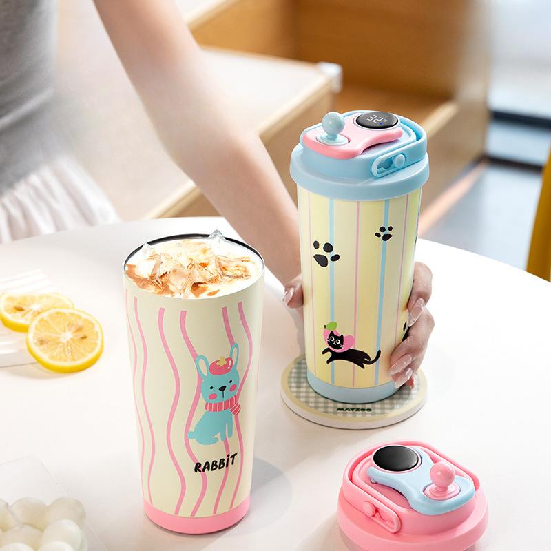 Smart Temperature Display Children's Double Drink Cup Thermos Cup Stainless Steel High Appearance Level Large Capacity Women's Cup Coffee Cup