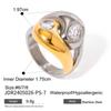 Stainless Steel Exaggerated Zirconia Ring, High-end and Retro Finger Ring, Titanium Steel Hand Accessory