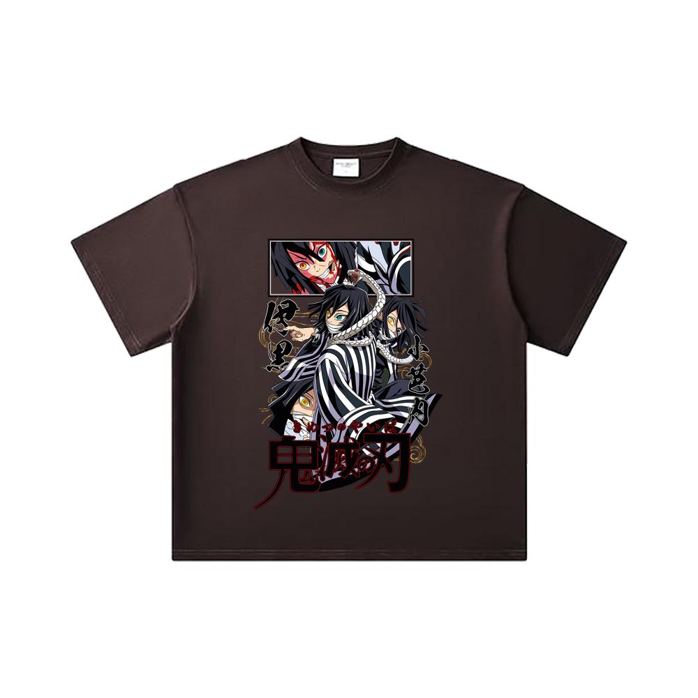 260 GSM Double Yarn 32 Count 100% Cotton Demon Slayer V95 Iguro Print Unisex Heavy Cotton T Shirt
