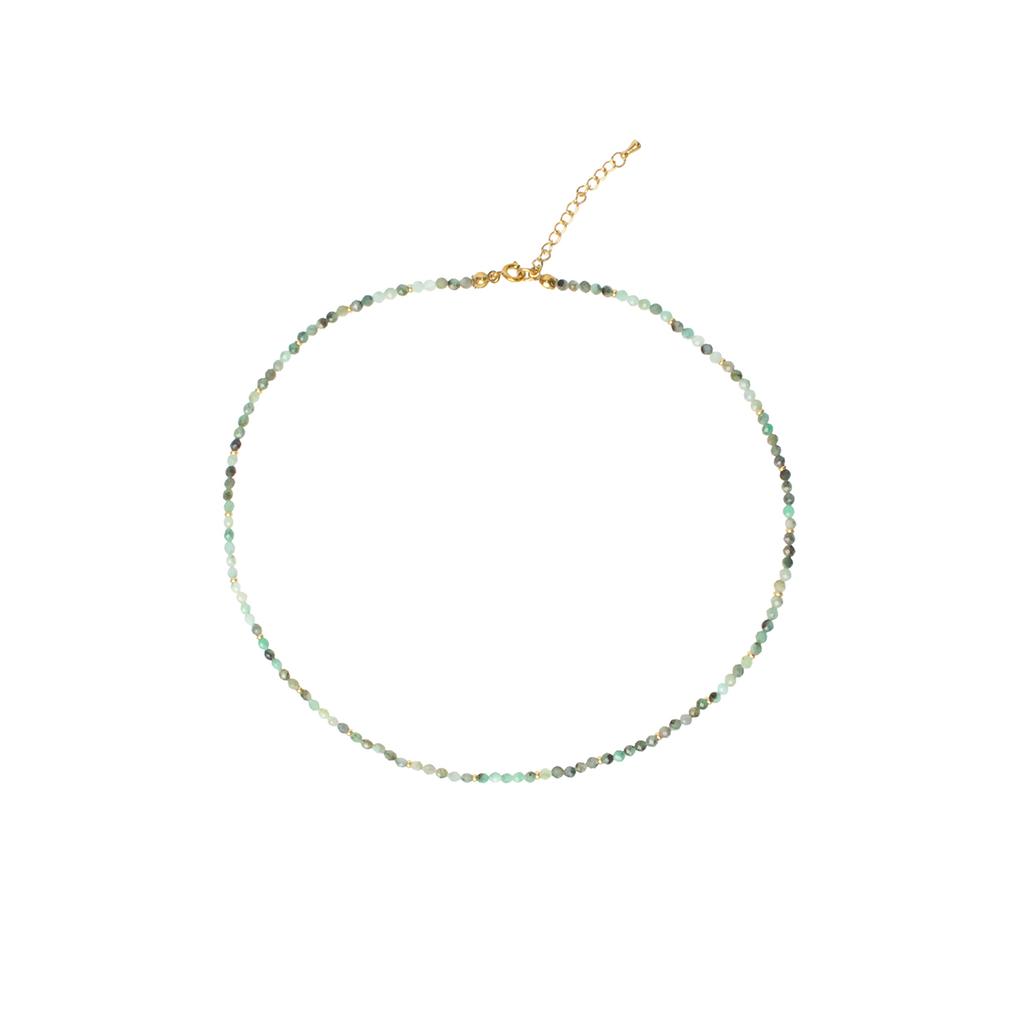 Bien Vetu 3Mm Carved Emerald Gold Ring Layered Necklace