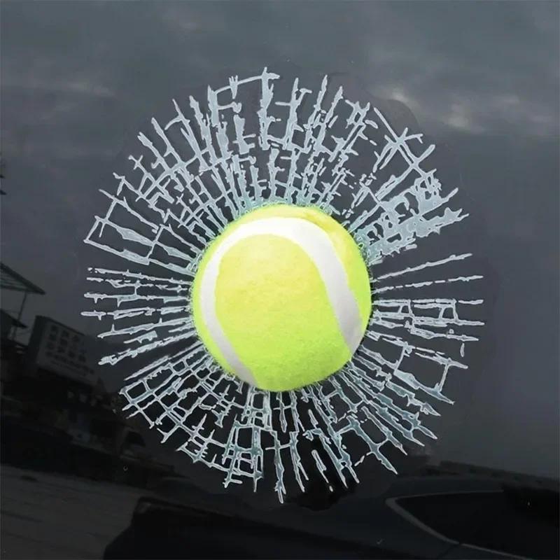 Car Styling Baseball Football Tennis Stereo Broken Glass 3D Sticker Car Window Ball Hits Self Adhesive Decal Car Stickers