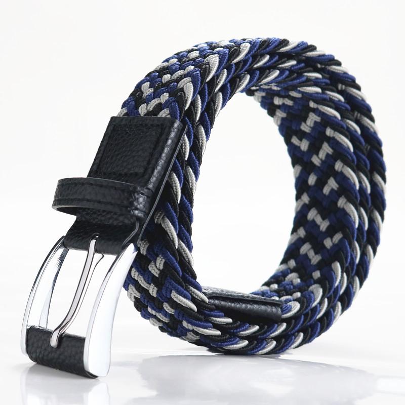 Men'S Braided Belt Elastic Elastic Canvas Belt Unisex No Punch Women'S Belt