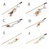 Wooden Scratching Wand Feather With Mini Bell Pet Supplies Cat Toy Interactive Stick Tease Cat Rod