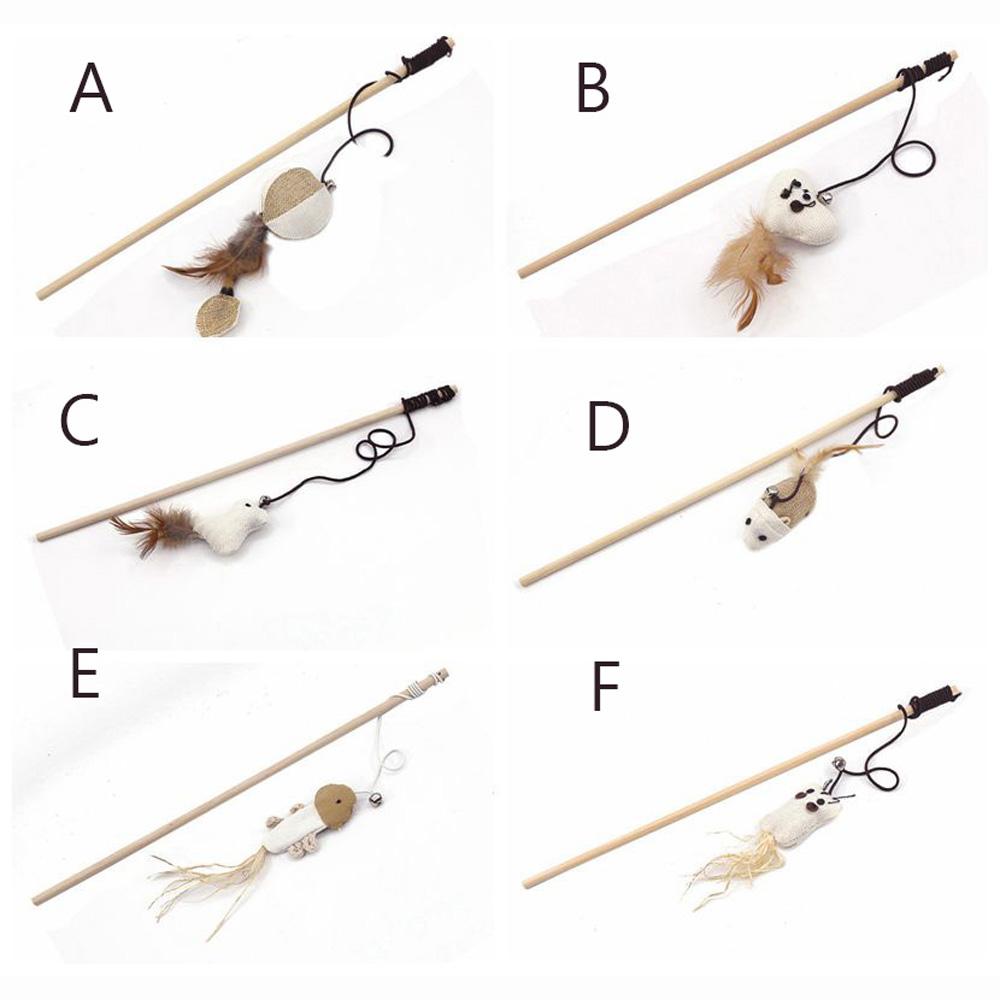 Wooden Scratching Wand Feather With Mini Bell Pet Supplies Cat Toy Interactive Stick Tease Cat Rod