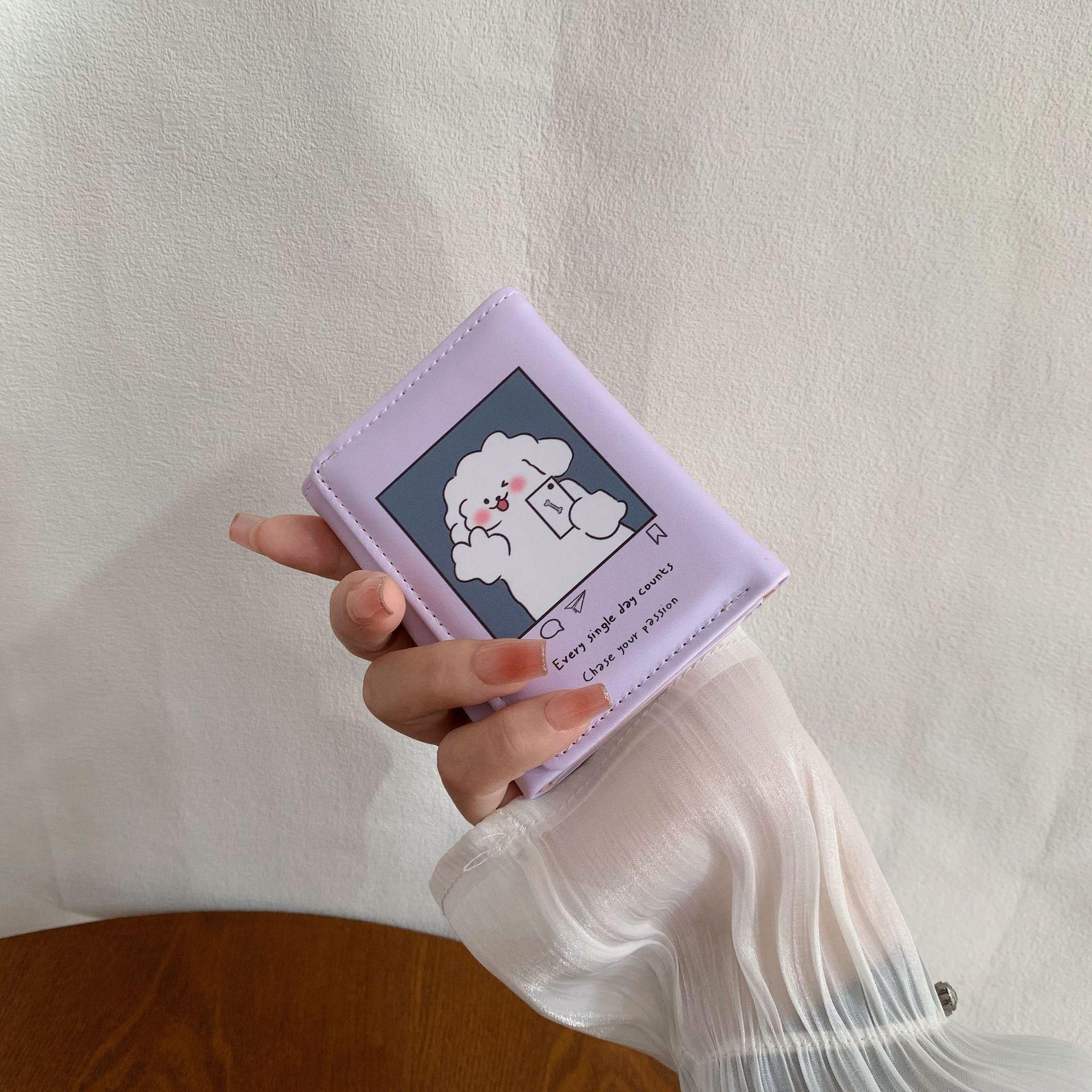 

ins ветер мультяшный щенок короткий кошелек новый девчачий милый 30% скидка кошелек для мелочи женский студенческий кошелек для карт фиолетовый