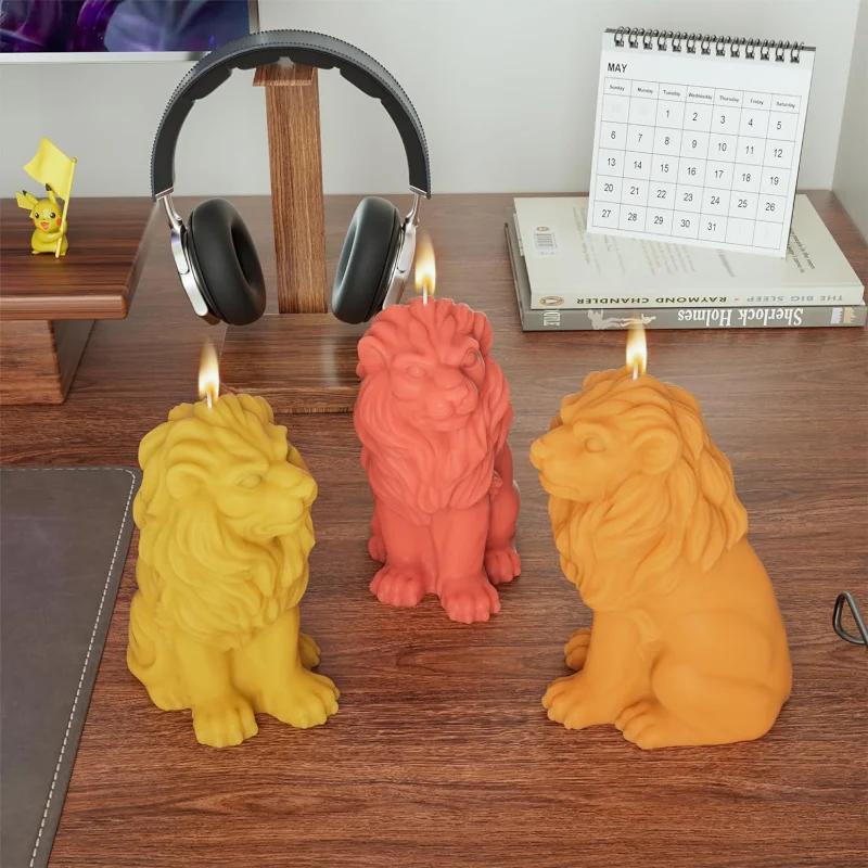 3D Lion Silicone Candle Mold DIY Animal Plaster Ornaments Crafts Mold Aromatherapy Candle Handmade Soap Resin Mould Home Decor