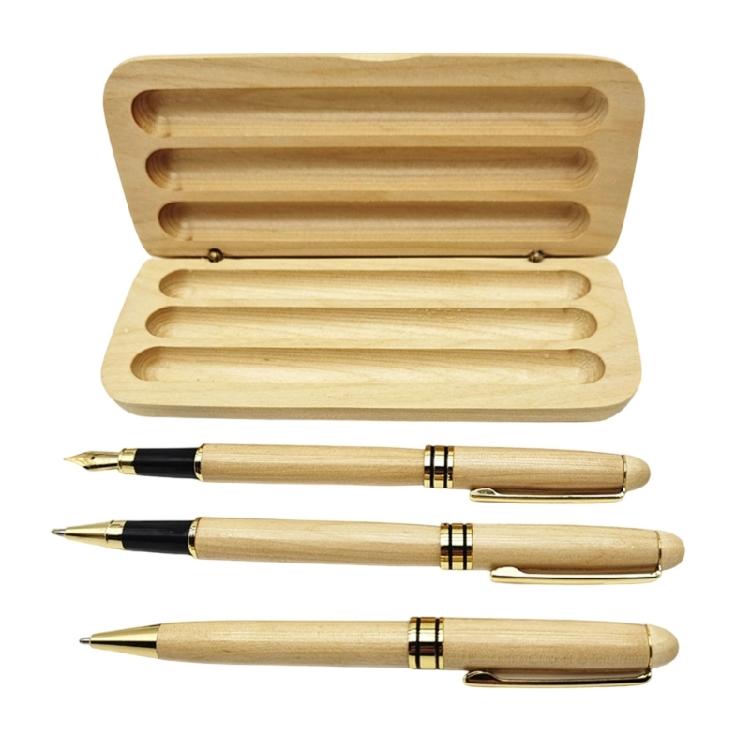 Wood Pen Gifting Pen Box Set Wood Ballpoint Pen Wood Piston Filled Fountain Pen with Metal Tip For Students Adult