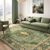 Large Bohemian Green Floral Area Mat, Holiday Home Accent | Floral Pattern Mat | Machinewashable Mat, Rugs for Living Room