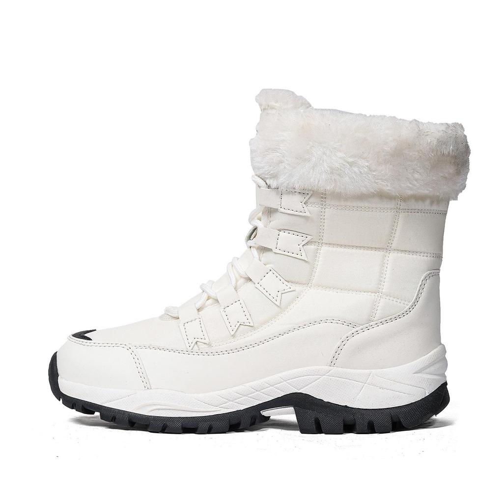 Women's High-Top Winter Snow Boots: Outdoor Travel Style, Plus Cotton, Combat Design, New for 2025.