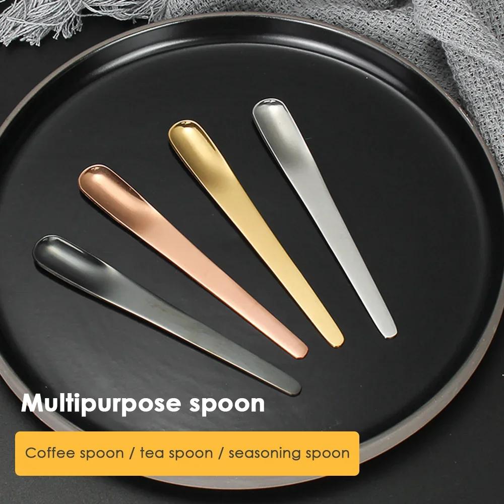 5PCS Coffee Spoon Stainless Steel Flat Spoon For Dessert Small Coffee Scoop Mixer Stirring Bar  Kitchen Tableware Spoon