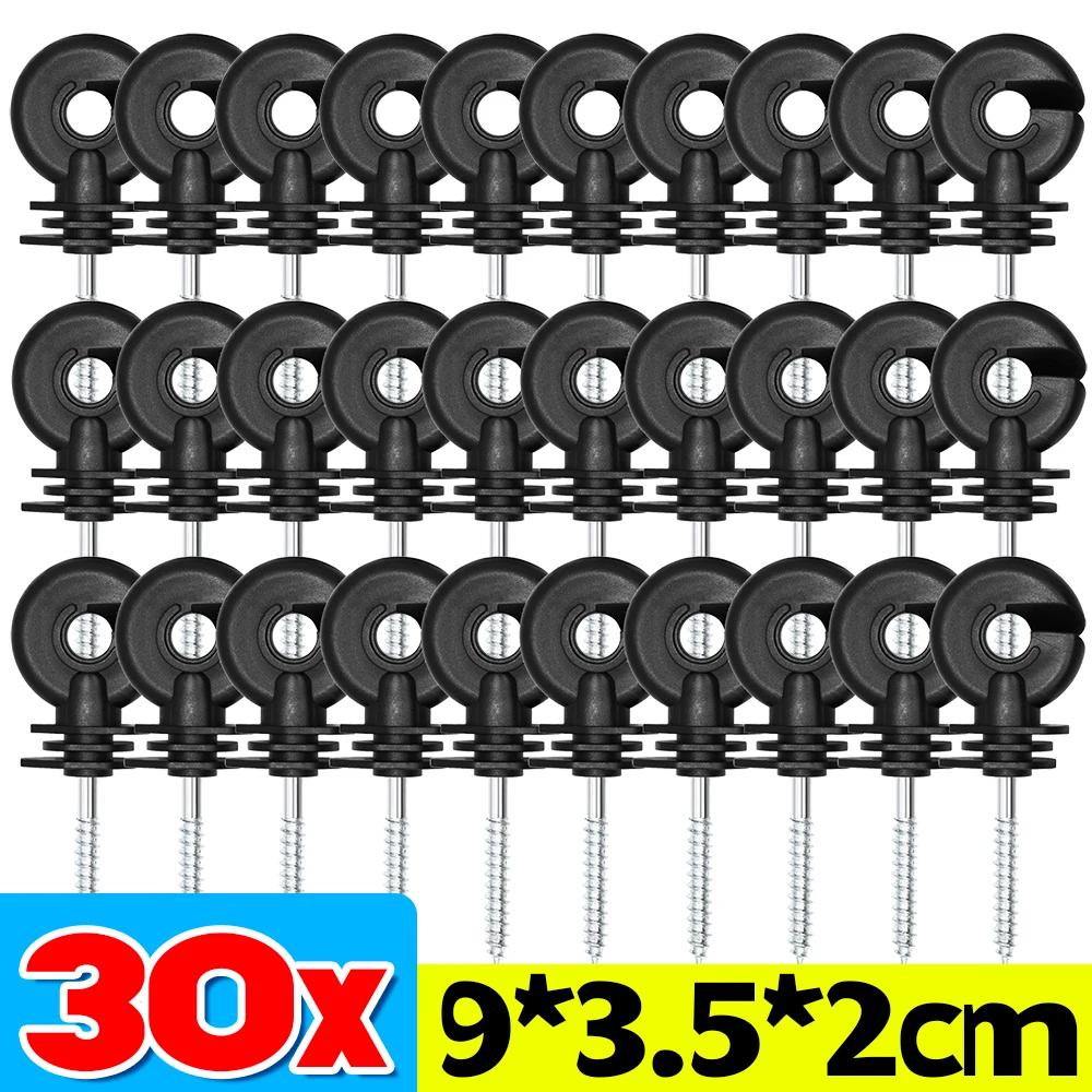 Electric Fencing Trellis Insulator Screw Fence Post Black Insulator Ring Socket Tool Garden Animal Fence Husbandry Accessories