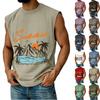 Men's Sleeveless Casual Athletic Vest Summer Graphic Print Muscle Tank Top Outdoor Gym Workout Shirt Beachwear