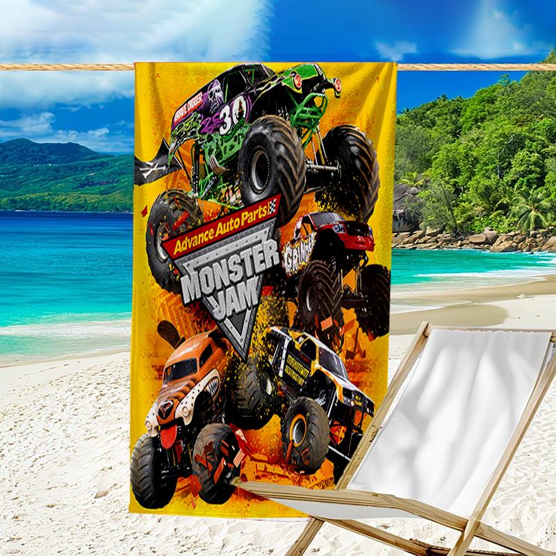 Beweis Strandtuch mit einem Monster Jam Muster - weich, saugfähig, schnelltrocknend, maschinenwaschbar - perfekt zum Schwimmen, Camping, Baden