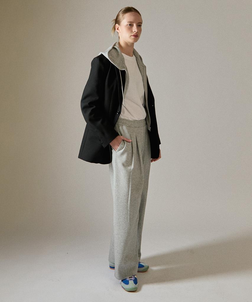 BASIC HOUSE Women'S Double-Sided Two-Pleated Wide Sweatpants Melange Grey Lzpt0211