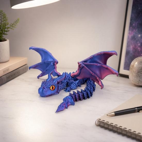 DYS 3D Printed Articulated Dragon Figurine with Adjustable Wings and Unique Eyes, Movable Joints Sculpture for Home Decor Fantasy Gift Lovers