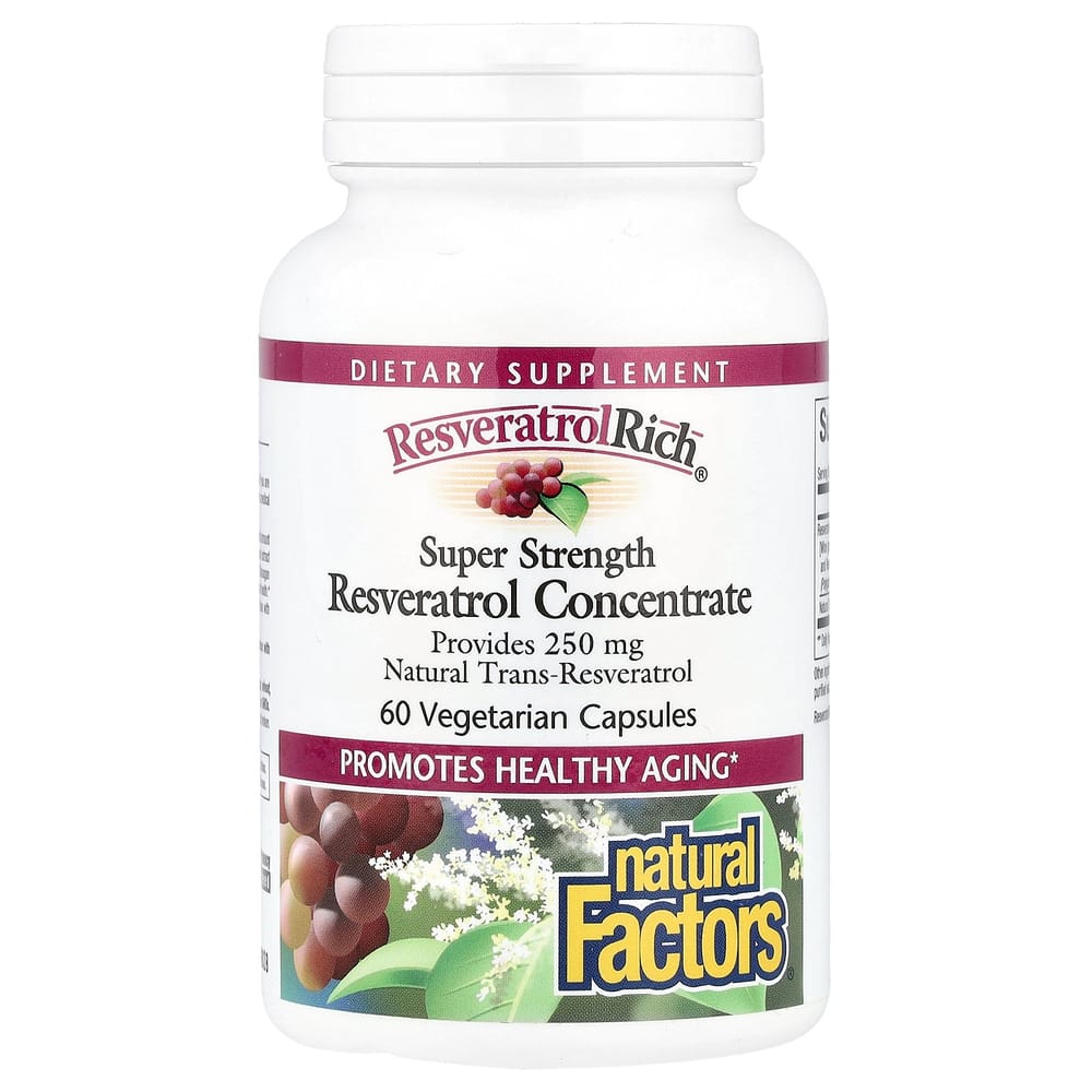 

Natural Factors ResveratrolRich Super Strength Resveratrol Concentrate Veggie Capsules, 60 Count 60 pcs - 1 ea