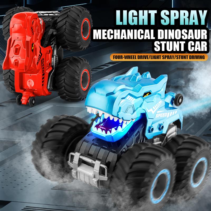 RC Car 2.4G Dinosaur Remote Control Cars with Colorful Light Spray Tumbling Stunt Climbing Vehicle Toys for Boys Children Gifts