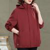 Women's Plus Size Solid Color Hooded Jacket – Drawstring Pocket Windproof Coat (Sizes 3XL-7XL) for Middle-Aged Women