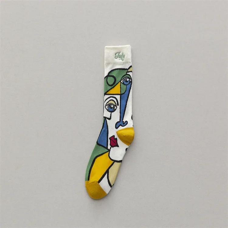 Nye personlighetssokker motestrømpebukser ins trend graffiti sport par sokker i tuben bokstavbroderi Bomull medium tubesokker